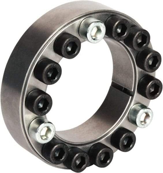 Climax Metal Products - M12 Thread, 3-7/8" Bore Diam, 5.709" OD, Shaft Locking Device - 14 Screws, 53,513 Lb Axial Load, 5.709" OAW, 1.024" Thrust Ring Width, 8,640 Ft/Lb Max Torque - Eagle Tool & Supply