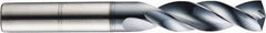 SGS - 6.3mm 145° Spiral Flute Solid Carbide Screw Machine Drill Bit - AlTiN Finish, Right Hand Cut, 34mm Flute Length, 79mm OAL, Standard Point, Straight Shank - Eagle Tool & Supply