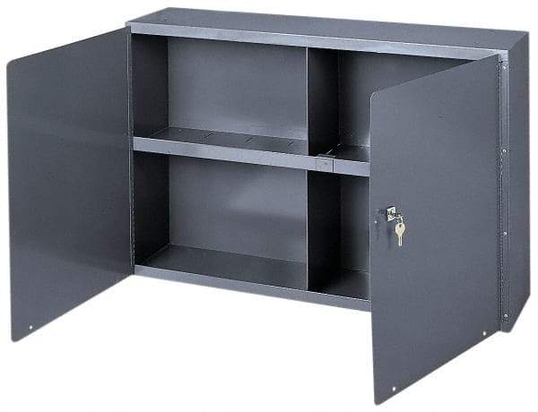 Durham - 1 Shelf Wall Storage Cabinet - Steel, 33-3/4" Wide x 8-1/2" Deep x 22-1/4" High, Gray - Eagle Tool & Supply
