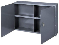Durham - 1 Shelf Wall Storage Cabinet - Steel, 33-3/4" Wide x 8-1/2" Deep x 22-1/4" High, Gray - Eagle Tool & Supply