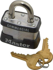 Master Lock - 3/4" Shackle Clearance, Keyed Alike Maximum Security Padlock - 9/32" Shackle Diam, Laminated Steel - Eagle Tool & Supply