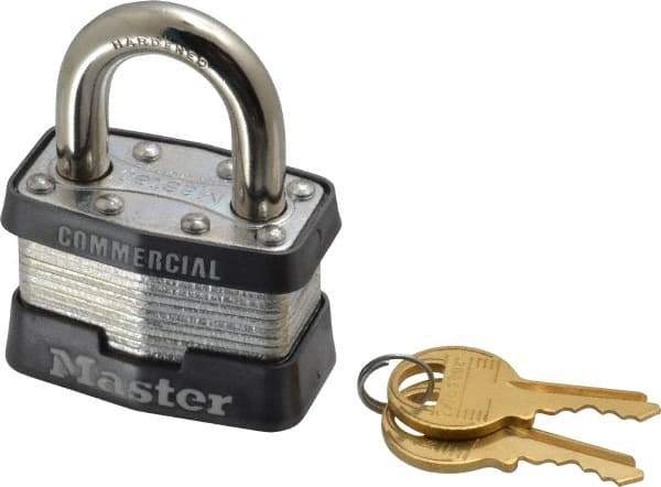 Master Lock - 15/16" Shackle Clearance, Keyed Alike Maximum Security Padlock - 5/16" Shackle Diam, Laminated Steel - Eagle Tool & Supply