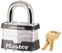 Master Lock - 1" Shackle Clearance, Keyed Alike Maximum Security Padlock - 3/8" Shackle Diam, Laminated Steel - Eagle Tool & Supply