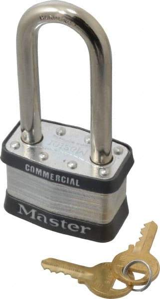 Master Lock - 2-1/2" Shackle Clearance, Keyed Alike Maximum Security Padlock - 3/8" Shackle Diam, Laminated Steel - Eagle Tool & Supply