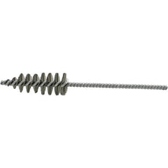 Brush Research Mfg. - 1.3" Diam Helical Steel Tube Brush - Single Spiral, 0.012" Filament Diam, 3-5/8" Brush Length, 10-1/2" OAL, 0.292" Diam Galvanized Steel Shank - Eagle Tool & Supply