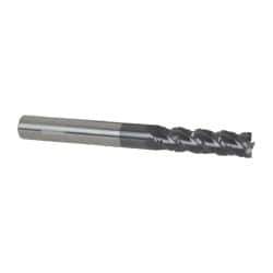 Accupro - 5/16" Diam, 1-1/8" LOC, 4 Flute Solid Carbide Roughing & Finishing Square End Mill - AlTiN Finish, 3" OAL, 5/16" Shank Diam, Straight Shank, 40° Helix, Centercutting - Eagle Tool & Supply