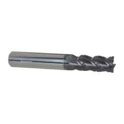 Accupro - 3/8" Diam, 7/8" LOC, 4 Flute Solid Carbide Roughing & Finishing Square End Mill - AlTiN Finish, 2-1/2" OAL, 3/8" Shank Diam, Straight Shank, 40° Helix, Centercutting - Eagle Tool & Supply
