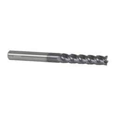 Accupro - 3/8" Diam, 1-3/4" LOC, 4 Flute Solid Carbide Roughing & Finishing Square End Mill - AlTiN Finish, 4" OAL, 3/8" Shank Diam, Straight Shank, 40° Helix, Centercutting - Eagle Tool & Supply