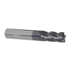 Accupro - 1/2" Diam, 1" LOC, 4 Flute Solid Carbide Roughing & Finishing Square End Mill - AlTiN Finish, 3" OAL, 1/2" Shank Diam, Straight Shank, 40° Helix, Centercutting - Eagle Tool & Supply