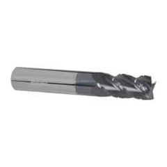 Accupro - 1/2" Diam, 1" LOC, 4 Flute Solid Carbide Roughing & Finishing Square End Mill - AlTiN Finish, 3" OAL, 1/2" Shank Diam, Straight Shank, 40° Helix, Centercutting - Eagle Tool & Supply