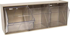 Quantum Storage - 23-5/8" Wide x 9-1/2" High x 7-3/4" Deep, Small Parts Tip Out Stacking Bin Organizer - Polystyrene Frame, 3 Compartments, 7-3/8" Wide x 8-5/8" High x 5-7/8" Deep Bin - Eagle Tool & Supply