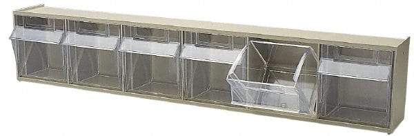 Quantum Storage - 23-5/8" Wide x 4-1/2" High x 3-5/8" Deep, Small Parts Tip Out Stacking Bin Organizer - Polystyrene Frame, 6 Compartments, 3-1/2" Wide x 3-3/4" High x 2-5/8" Deep Bin - Eagle Tool & Supply