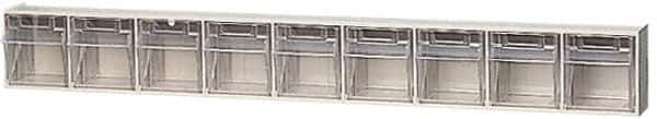 Quantum Storage - 23-5/8" Wide x 3-1/8" High x 2-1/2" Deep, Small Parts Tip Out Stacking Bin Organizer - Polystyrene Frame, 9 Compartments, 2-3/16" Wide x 2-1/2" High x 1-3/4" Deep Bin - Eagle Tool & Supply