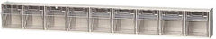 Quantum Storage - 23-5/8" Wide x 3-1/8" High x 2-1/2" Deep, Small Parts Tip Out Stacking Bin Organizer - Polystyrene Frame, 9 Compartments, 2-3/16" Wide x 2-1/2" High x 1-3/4" Deep Bin - Eagle Tool & Supply