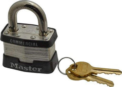 Master Lock - 15/16" Shackle Clearance, Keyed Alike Maximum Security Padlock - 5/16" Shackle Diam, Laminated Steel - Eagle Tool & Supply