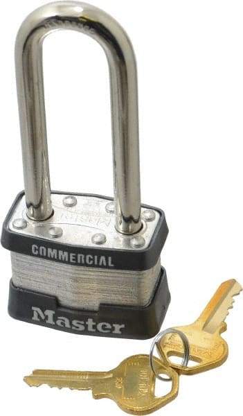 Master Lock - 2-1/2" Shackle Clearance, Keyed Alike Maximum Security Padlock - 5/16" Shackle Diam, Laminated Steel - Eagle Tool & Supply