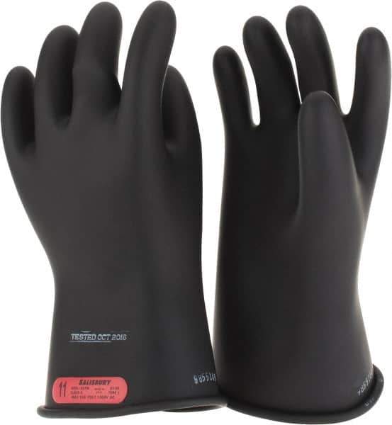 Salisbury by Honeywell - Class 0, Size 2XL (11), 11" Long, Rubber Lineman's Glove - 1,000 AC Max Use Voltage, 5,000 AC Test Voltage, Black, ASTM D120, IEC EN60903 - Eagle Tool & Supply