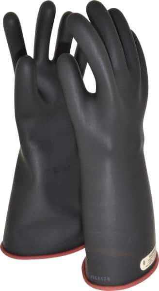 Salisbury by Honeywell - Class 1, Size L (9), 14" Long, Rubber Lineman's Glove - 7,500 AC Max Use Voltage, 10,000 AC Test Voltage, Black/Red, ASTM D120, IEC EN60903 - Eagle Tool & Supply