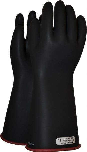 Salisbury by Honeywell - Class 1, Size 2XL (11), 14" Long, Rubber Lineman's Glove - 7,500 AC Max Use Voltage, 10,000 AC Test Voltage, Black/Red, ASTM D120, IEC EN60903 - Eagle Tool & Supply