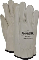 Salisbury by Honeywell - Size L (9), 10" Long, Cowhide Leather Protector - Not for Electrical Protection (ASTM F696-02), Wear Over Rubber Insulating Gloves, ASTM F496 - Eagle Tool & Supply