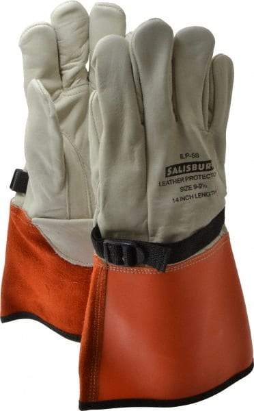 Salisbury by Honeywell - Size L (9), 14" Long, Cowhide Leather Protector - Not for Electrical Protection (ASTM F696-02), Wear Over Rubber Insulating Gloves, ASTM F496 - Eagle Tool & Supply