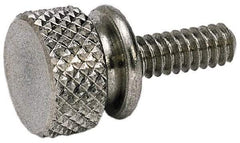 Electro Hardware - 1/4-20 Knurled Shoulder Grade 1 & F Brass Thumb Screw - 3/4" OAL, 1/2" Head Diam x 1/4" Head Height, Nickel-Plated Finish - Eagle Tool & Supply