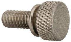 Electro Hardware - 1/4-20 Knurled Shoulder Grade 303 Stainless Steel Thumb Screw - 7/8" OAL, 1/2" Head Diam x 1/4" Head Height, Uncoated - Eagle Tool & Supply