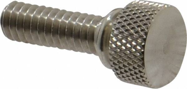 Electro Hardware - 1/4-20 Knurled Shoulder Grade 303 Stainless Steel Thumb Screw - 1-1/8" OAL, 1/2" Head Diam x 1/4" Head Height, Uncoated - Eagle Tool & Supply