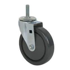 Albion - 5" Diam x 1-1/4" Wide x 6" OAH Stem Mount Swivel Caster - Polyurethane, 275 Lb Capacity, Ball Bearing, 1/2-13 x 1-1/2" Threaded Stem - Eagle Tool & Supply