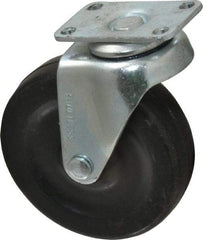 Albion - 3" Diam x 13/16" Wide x 3-19/32" OAH Top Plate Mount Swivel Caster - Soft Rubber, 90 Lb Capacity, Plain Bearing, 1-1/8 x 2-1/8" Plate - Eagle Tool & Supply