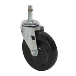 Albion - 4" Diam x 15/16" Wide x 4-5/8" OAH Stem Mount Swivel Caster - Soft Rubber, 115 Lb Capacity, Self-Lubricating Bearing, 7/16 x 1-17/32" Friction Stem - Eagle Tool & Supply