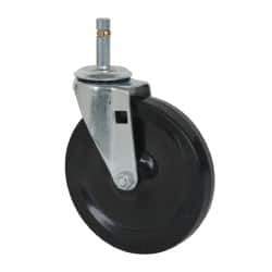 Albion - 5" Diam x 15/16" Wide x 5-5/8" OAH Stem Mount Swivel Caster - Soft Rubber, 125 Lb Capacity, Self-Lubricating Bearing, 7/16 x 1-17/32" Friction Stem - Eagle Tool & Supply