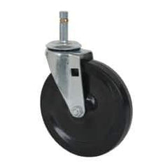 Albion - 5" Diam x 15/16" Wide x 5-5/8" OAH Stem Mount Swivel Caster - Soft Rubber, 125 Lb Capacity, Self-Lubricating Bearing, 7/16 x 1-17/32" Friction Stem - Eagle Tool & Supply