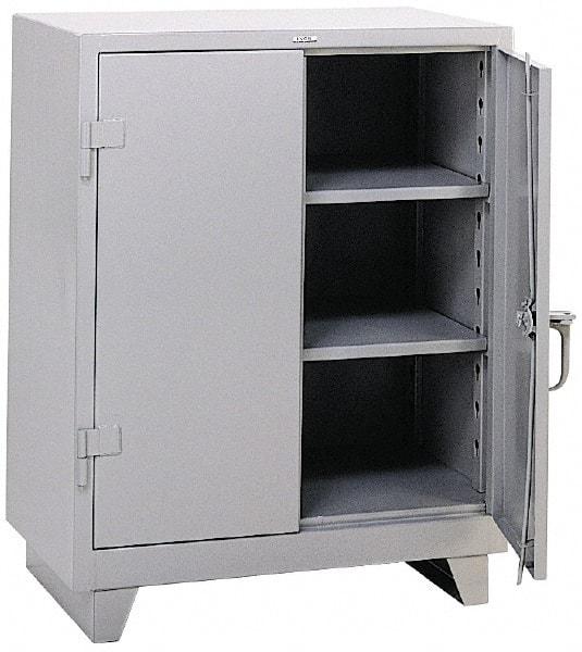 Durham - 2 Shelf Locking Storage Cabinet - Steel, 36" Wide x 24" Deep x 42" High, Gray - Eagle Tool & Supply