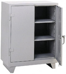 Durham - 2 Shelf Locking Storage Cabinet - Steel, 36" Wide x 24" Deep x 42" High, Gray - Eagle Tool & Supply