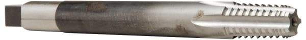 Hertel - 1/2-14 NPTF, 5 Flute, TiN Finish, High Speed Steel, Extension Pipe Tap - 6" OAL, 11/16" Shank Diam, 1-3/8" Thread Length, 0.515" Square Size - Eagle Tool & Supply