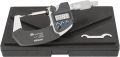 Mitutoyo - 1 Inch, 32mm Throat Depth, Ratchet Stop, Electronic Point Micrometer - Accurate Up to 0.0001 Inch, 0.3937 Inch Point Length, 15° Point Angle, 18mm Head Diameter - Eagle Tool & Supply
