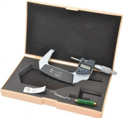 Mitutoyo - 2 to 76.2mm Measurement, Spherical Face Micrometer - Accuracy Up to 0.0001 Inch, Data Output, 0.0001 Inch Resolution, Electronic Operation, Ratchet Stop Thimble, IP65 Water Resistance Rating, SR44 Battery - Eagle Tool & Supply