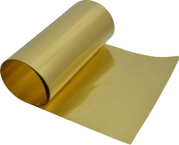 Made in USA - 100 Inch Long x 6 Inch Wide x 0.0015 Inch Thick, Roll Shim Stock - Brass - Eagle Tool & Supply