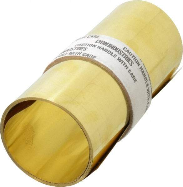 Made in USA - 100 Inch Long x 6 Inch Wide x 0.007 Inch Thick, Roll Shim Stock - Brass - Eagle Tool & Supply