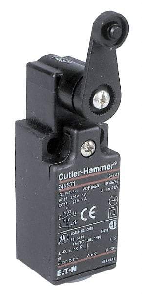 Eaton Cutler-Hammer - SPDT, NC/NO, 500 Volt, Screw Terminal, Rod Lever Actuator, General Purpose Limit Switch - 4, 13, 4X, 6P NEMA Rating, IP65 IPR Rating, Screw Mount - Eagle Tool & Supply