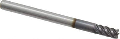 Accupro - 1/8", 1/4" LOC, 1/8" Shank Diam, 1-1/2" OAL, 5 Flute, Solid Carbide Square End Mill - Single End, AlTiN Finish, Spiral Flute, 45° Helix, Centercutting, Right Hand Cut, Right Hand Flute - Eagle Tool & Supply