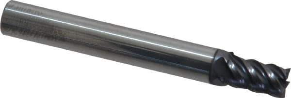 Accupro - 7/32", 3/8" LOC, 1/4" Shank Diam, 2" OAL, 5 Flute, Solid Carbide Square End Mill - Single End, AlTiN Finish, Spiral Flute, 45° Helix, Centercutting, Right Hand Cut, Right Hand Flute - Eagle Tool & Supply