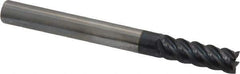 Accupro - 1/4", 3/4" LOC, 1/4" Shank Diam, 2-1/2" OAL, 5 Flute, Solid Carbide Square End Mill - Single End, AlTiN Finish, Spiral Flute, 45° Helix, Centercutting, Right Hand Cut, Right Hand Flute - Eagle Tool & Supply