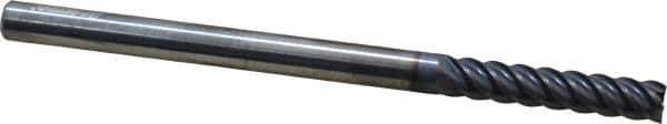 Accupro - 1/4", 1-1/4" LOC, 1/4" Shank Diam, 4" OAL, 5 Flute, Solid Carbide Square End Mill - Single End, AlTiN Finish, Spiral Flute, 45° Helix, Centercutting, Right Hand Cut, Right Hand Flute - Eagle Tool & Supply