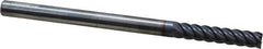 Accupro - 1/4", 1-1/4" LOC, 1/4" Shank Diam, 4" OAL, 5 Flute, Solid Carbide Square End Mill - Single End, AlTiN Finish, Spiral Flute, 45° Helix, Centercutting, Right Hand Cut, Right Hand Flute - Eagle Tool & Supply