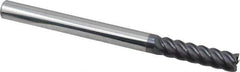 Accupro - 5/16" Diam, 1-1/4" Length of Cut, 5/16" Shank Diam, 4" OAL, 5 Flute Solid Carbide Square End Mill - Single End, AlTiN Finish, Spiral Flute, 45° Helix Angle, Centercutting, Long Length - Eagle Tool & Supply