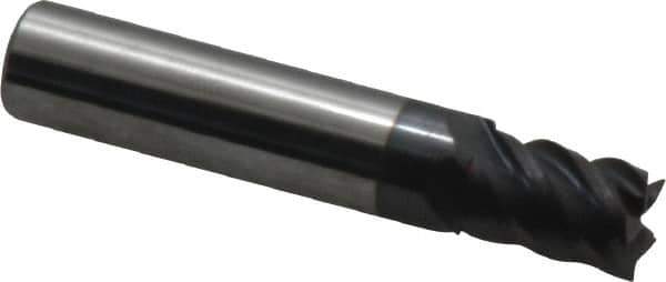 Accupro - 11/32", 1/2" LOC, 3/8" Shank Diam, 2" OAL, 5 Flute, Solid Carbide Square End Mill - Single End, AlTiN Finish, Spiral Flute, 45° Helix, Centercutting, Right Hand Cut, Right Hand Flute - Eagle Tool & Supply