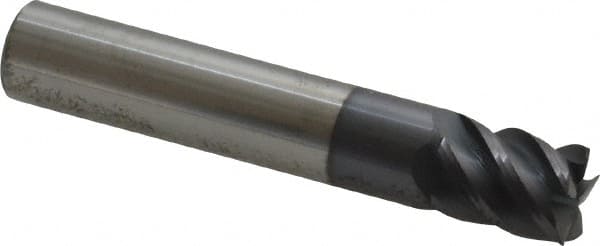 Accupro - 7/16" Diam, 9/16" Length of Cut, 7/16" Shank Diam, 2-1/2" OAL, 5 Flute Solid Carbide Square End Mill - Eagle Tool & Supply