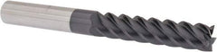 Accupro - 7/16", 2" LOC, 7/16" Shank Diam, 4" OAL, 5 Flute, Solid Carbide Square End Mill - Single End, AlTiN Finish, Spiral Flute, 45° Helix, Centercutting, Right Hand Cut, Right Hand Flute - Eagle Tool & Supply